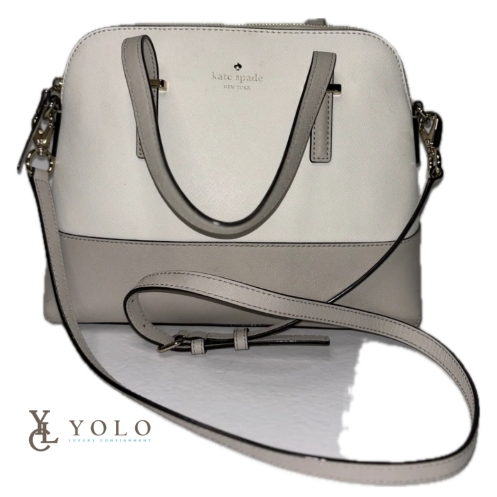 Kate Spade Cedar Street Maise Leather Shoulder Bag grey and cream